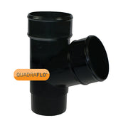 Quadraflo round downpipe 112 branch black front view